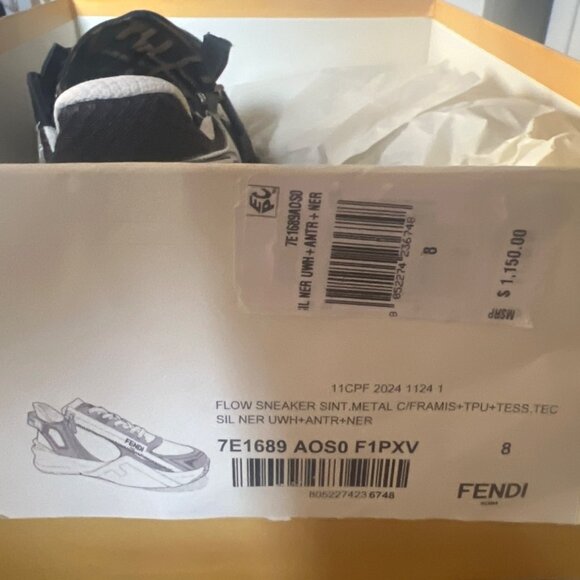 Fendi Flow Low-Top Sneakers Men Nero Silver Black Running Shoes Size UK 8 main image 8